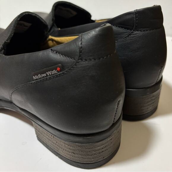 Mellow Walk Vanessa Slip On Shoes Steel Toe Heeled Woman's size 8 Black Leather - Picture 12 of 16